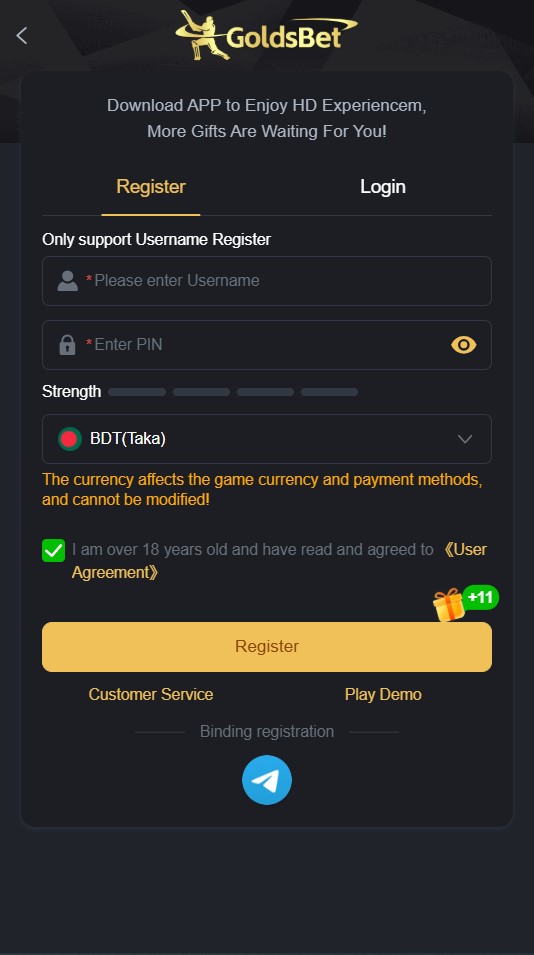 Goldsbet Registration Process
