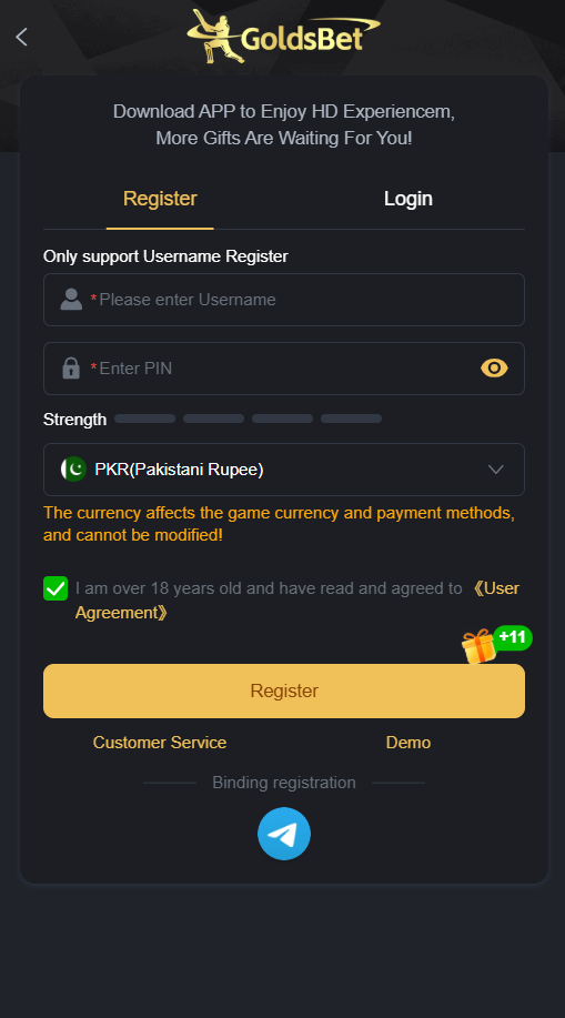 Goldsbet Registration Process